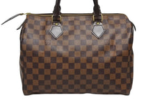 画像をギャラリービューアに読み込む, 新品同様 LOUIS VUITTON ルイヴィトン スピーディ30 ハンドバッグ ダミエキャンバス N41531 ゴールド金具 ブラウン 中古 4b009674