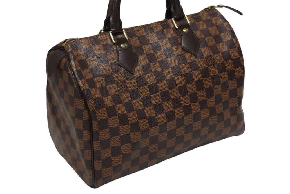 Like new LOUIS VUITTON Speedy 30 handbag Damier canvas N41531 Gold hardware Brown Used 4b009674