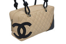 画像をギャラリービューアに読み込む, 極美品 CHANEL シャネル ポーチ ハンドバッグ カンボンライン ココマーク 9番台 ラムスキン ベージュ ブラック 中古 4b009678