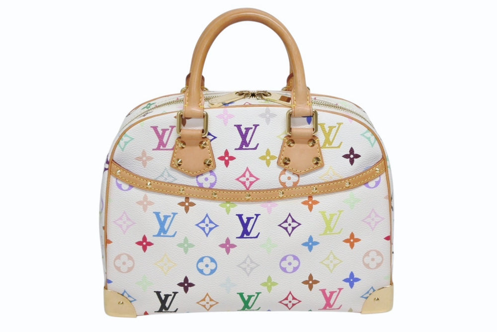 Very good condition LOUIS VUITTON Handbag Trouville Takashi Murakami White Multicolor M92663 Gold hardware Used 4b009681
