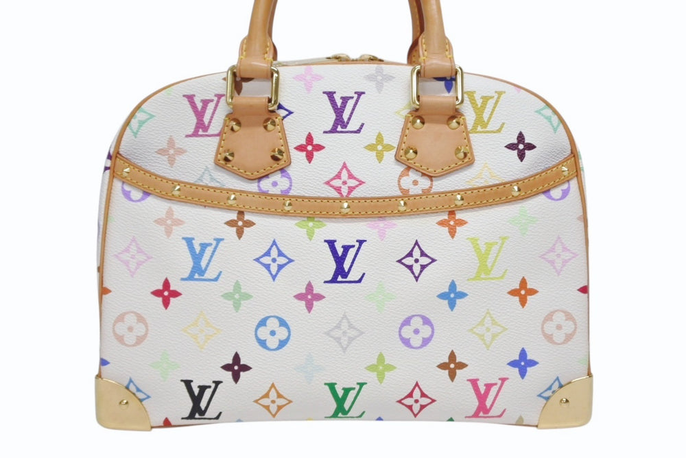Very good condition LOUIS VUITTON Handbag Trouville Takashi Murakami White Multicolor M92663 Gold hardware Used 4b009681