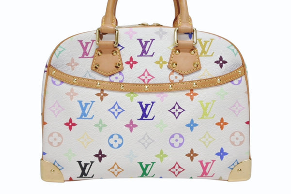 極美品 LOUIS VUITTON ルイヴィトン ハンドバッグ トゥルーヴィル 村上隆 ホワイト マルチカラー M92663 ゴールド金具 中古 4b009681
