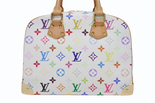 極美品 LOUIS VUITTON ルイヴィトン ハンドバッグ トゥルーヴィル 村上隆 ホワイト マルチカラー M92663 ゴールド金具 中古 4b009681