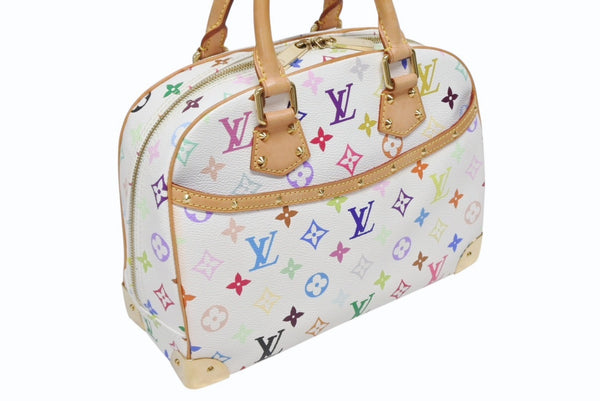 極美品 LOUIS VUITTON ルイヴィトン ハンドバッグ トゥルーヴィル 村上隆 ホワイト マルチカラー M92663 ゴールド金具 中古 4b009681