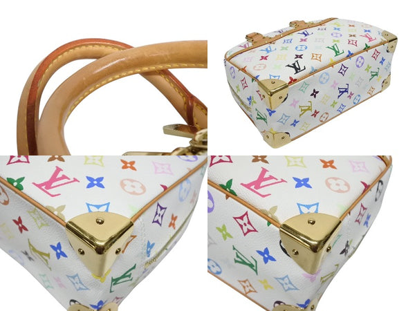 極美品 LOUIS VUITTON ルイヴィトン ハンドバッグ トゥルーヴィル 村上隆 ホワイト マルチカラー M92663 ゴールド金具 中古 4b009681