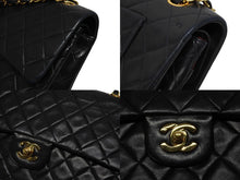 画像をギャラリービューアに読み込む, CHANEL シャネル マトラッセ ダブルフラップ25 ショルダーバッグ 2番台 ラムスキン ブラック ゴールド金具 美品 中古 4b009682