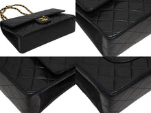 画像をギャラリービューアに読み込む, CHANEL シャネル マトラッセ ダブルフラップ25 ショルダーバッグ 2番台 ラムスキン ブラック ゴールド金具 美品 中古 4b009682