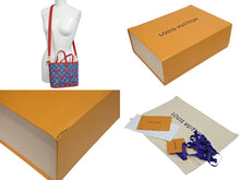 画像をギャラリービューアに読み込む, 新品未使用 LOUIS VUITTON ルイヴィトン 村上隆 LV × TM ネヴァーフルインサイドアウトBB トートバッグ M14997 モノグラムデニムチェリー ブルー レッド 中古 4b009710