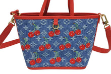 画像をギャラリービューアに読み込む, 新品未使用 LOUIS VUITTON ルイヴィトン 村上隆 LV × TM ネヴァーフルインサイドアウトBB トートバッグ M14997 モノグラムデニムチェリー ブルー レッド 中古 4b009710