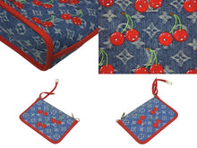 画像をギャラリービューアに読み込む, 新品未使用 LOUIS VUITTON ルイヴィトン 村上隆 LV × TM ネヴァーフルインサイドアウトBB トートバッグ M14997 モノグラムデニムチェリー ブルー レッド 中古 4b009710