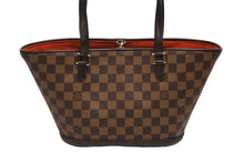 画像をギャラリービューアに読み込む, 極美品 LOUIS VUITTON ルイヴィトン トートバッグ N51121 マノスクPM ダミエ ブラウン ゴールド金具 中古 4b009712