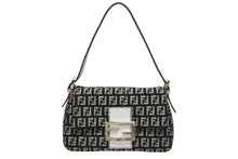 画像をギャラリービューアに読み込む, FENDI フェンディ ミニマンマバケット ワンショルダーバッグ 8BR180 ズッキーノ ブラック ホワイト ゴールド金具 美品 中古 4b009717