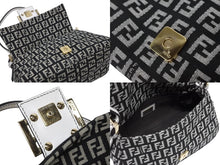 画像をギャラリービューアに読み込む, FENDI フェンディ ミニマンマバケット ワンショルダーバッグ 8BR180 ズッキーノ ブラック ホワイト ゴールド金具 美品 中古 4b009717