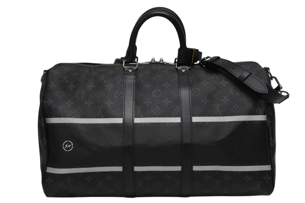 極美品 LOUIS VUITTON ルイヴィトン ボストンバッグ キーポル バンドリエール45 藤原ヒロシ フラグメント ブラック M43413 中古 4b009731