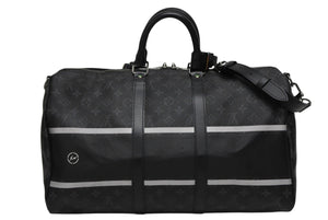 極美品 LOUIS VUITTON ルイヴィトン ボストンバッグ キーポル バンドリエール45 藤原ヒロシ フラグメント ブラック M43413 中古 4b009731