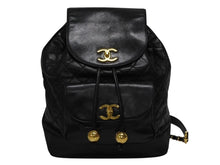 画像をギャラリービューアに読み込む, CHANEL シャネル マトラッセ チェーンリュック バックパック ココマーク 2番台 ブラック ラムスキン ゴールド金具 中古 美品 4b009733