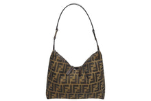 画像をギャラリービューアに読み込む, FENDI フェンディ ワンショルダーバッグ ズッカ柄 総柄 キャンバス レザー ブラウン シルバー金具 美品 中古 4b009758