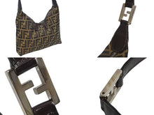 画像をギャラリービューアに読み込む, FENDI フェンディ ワンショルダーバッグ ズッカ柄 総柄 キャンバス レザー ブラウン シルバー金具 美品 中古 4b009758