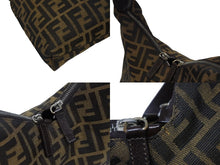 画像をギャラリービューアに読み込む, FENDI フェンディ ワンショルダーバッグ ズッカ柄 総柄 キャンバス レザー ブラウン シルバー金具 美品 中古 4b009758