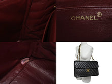 画像をギャラリービューアに読み込む, CHANEL シャネル Vステッチ チェーンショルダーバッグ ラムスキン ココマーク ブラック ゴールド金具 良品 中古 4b009761