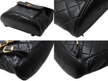 Load image into Gallery viewer, CHANEL シャネル マトラッセ バックパック リュック A07205 ラムスキン ココマーク ブラック ヴィンテージ ゴールド金具 美品 中古 4b009762