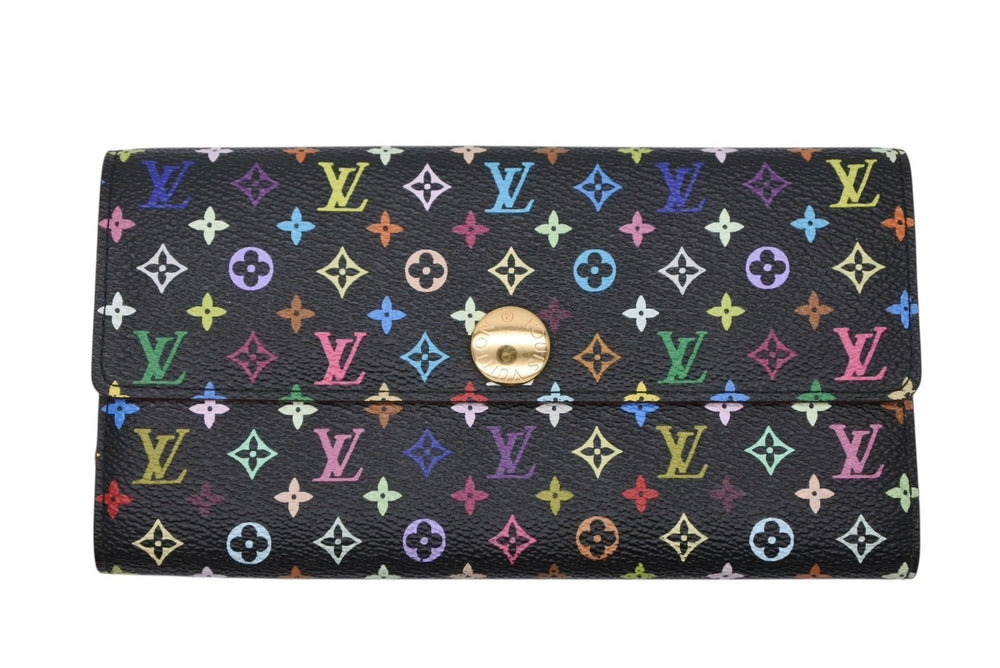 LOUIS VUITTON Long Wallet Takashi Murakami Portefeuille Sara M93533 TH0056 Black Monogram Multicolor Good Condition Used 4b009764