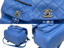 画像をギャラリービューアに読み込む, 新品同様 CHANEL シャネル マトラッセスモールバックパック リュック ランダム番台 カーフスキン ブルー シルバー金具 中古 4b009767