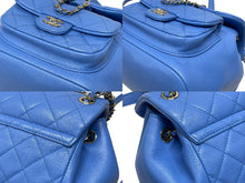 画像をギャラリービューアに読み込む, 新品同様 CHANEL シャネル マトラッセスモールバックパック リュック ランダム番台 カーフスキン ブルー シルバー金具 中古 4b009767