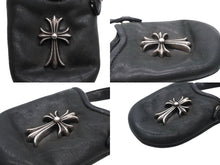 画像をギャラリービューアに読み込む, CHROME HEARTS クロムハーツ PHONE CASE フォンケース CH タイニークロス レザー シルバー925 美品 中古 4b009775