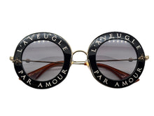 画像をギャラリービューアに読み込む, 新品未使用 GUCCI グッチ L'AVEUGLE PARAMOUR サングラス ラウンド フレーム サングラス GG0113S サイズ ゴールド金具 44◻︎30 140 中古 4b009782