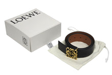 画像をギャラリービューアに読み込む, 極美品 LOEWE ロエベ アナグラムバックル ベルト リバーシブル 182335 スペイン製 ブラック ブラウン レザー ゴールド金具 サイズ90/35 中古 4b009784