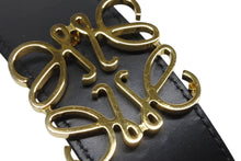 画像をギャラリービューアに読み込む, 極美品 LOEWE ロエベ アナグラムバックル ベルト リバーシブル 182335 スペイン製 ブラック ブラウン レザー ゴールド金具 サイズ90/35 中古 4b009784