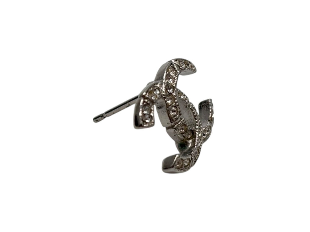 CHANEL シャネル ココマーク ピアス 重量約2.0g A16K刻印 ラインストーン メタル クリア シルバー 両耳用 美品 中古 4b009785