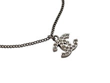 Load image into Gallery viewer, CHANEL シャネル ココマーク ネックレス 重量約5.0g B11V刻印 全長約44cm ラインストーン メタル クリア シルバー 美品 中古 4b009787