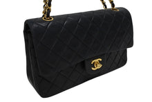 画像をギャラリービューアに読み込む, CHANEL シャネル マトラッセ25 Wフラップ Wチェーンショルダーバッグ 1番台 ココマーク ラムスキン ブラック ゴールド金具 美品 中古 4b009798