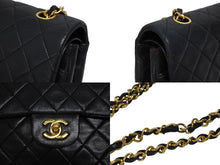 画像をギャラリービューアに読み込む, CHANEL シャネル マトラッセ25 Wフラップ Wチェーンショルダーバッグ 1番台 ココマーク ラムスキン ブラック ゴールド金具 美品 中古 4b009798