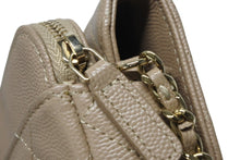 画像をギャラリービューアに読み込む, 極美品 CHANEL シャネル フラップフォンケース チェーンウォレット AP2096 ココマーク キャビアスキン ベージュ ランダム番台 中古 4b009799