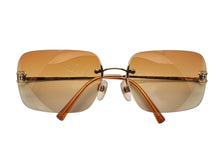 画像をギャラリービューアに読み込む, CHANEL シャネル リムレス サングラス 4017-D c.125/56 サイズ62◻︎17 120 ココマーク ラインストーン オレンジ 美品 中古 4b009805