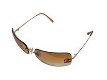 画像をギャラリービューアに読み込む, CHANEL シャネル リムレス サングラス 4017-D c.125/56 サイズ62◻︎17 120 ココマーク ラインストーン オレンジ 美品 中古 4b009805