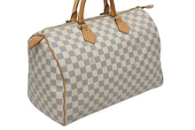 画像をギャラリービューアに読み込む, LOUIS VUITTON ルイヴィトン スピーディ35 ダミエ アズール ハンドバッグ N41535 ホワイト ベージュ 美品 中古 4b009812