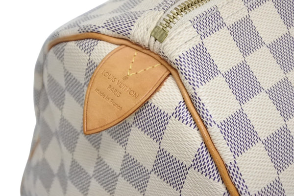 LOUIS VUITTON ルイヴィトン スピーディ35 ダミエ アズール ハンドバッグ N41535 ホワイト ベージュ 美品 中古 4b009812