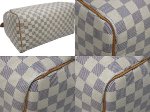 LOUIS VUITTON ルイヴィトン スピーディ35 ダミエ アズール ハンドバッグ N41535 ホワイト ベージュ 美品 中古 4b009812