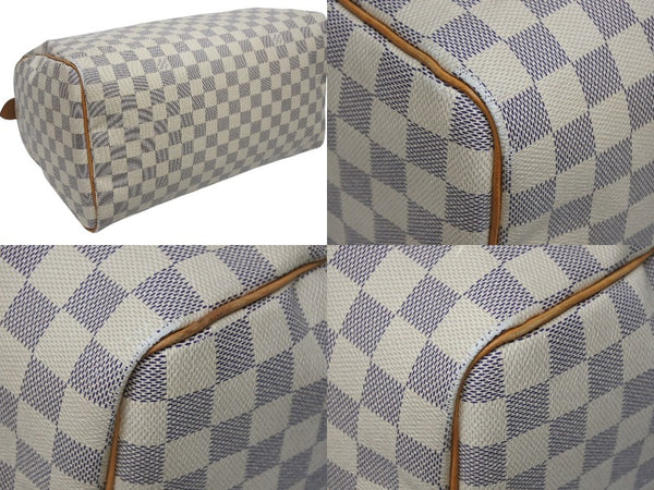LOUIS VUITTON ルイヴィトン スピーディ35 ダミエ アズール ハンドバッグ N41535 ホワイト ベージュ 美品 中古 4b009812