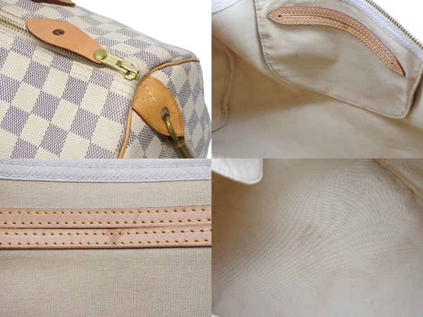 LOUIS VUITTON ルイヴィトン スピーディ35 ダミエ アズール ハンドバッグ N41535 ホワイト ベージュ 美品 中古 4b009812