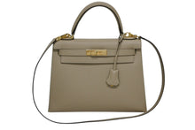 画像をギャラリービューアに読み込む, 新品同様 HERMES エルメス ケリー28 外縫い 2WAY ショルダーバッグ A刻印 ヴォーエプソン トレンチ ゴールド金具 中古 4b009813