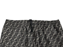 画像をギャラリービューアに読み込む, FENDI フェンディ ズッカ柄 ナイロン ジョガーパンツ サイズ54 ブラック グレー 美品 中古 4b009838