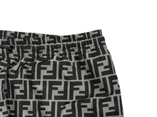画像をギャラリービューアに読み込む, FENDI フェンディ ズッカ柄 ナイロン ジョガーパンツ サイズ54 ブラック グレー 美品 中古 4b009838