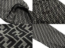 画像をギャラリービューアに読み込む, FENDI フェンディ ズッカ柄 ナイロン ジョガーパンツ サイズ54 ブラック グレー 美品 中古 4b009838