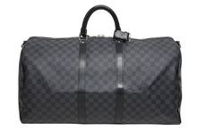 画像をギャラリービューアに読み込む, 極美品 LOUIS VUITTON ルイヴィトン キーポルバンドリエール55 ボストンバッグ N41413 ダミエグラフィット ブラック 中古 4b009856