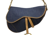 画像をギャラリービューアに読み込む, 極美品 CHRISTIAN DIOR クリスチャンディオール サドルバッグ ワンショルダーバッグ ガリアーノ期 デニム ブルー 中古 4b009863